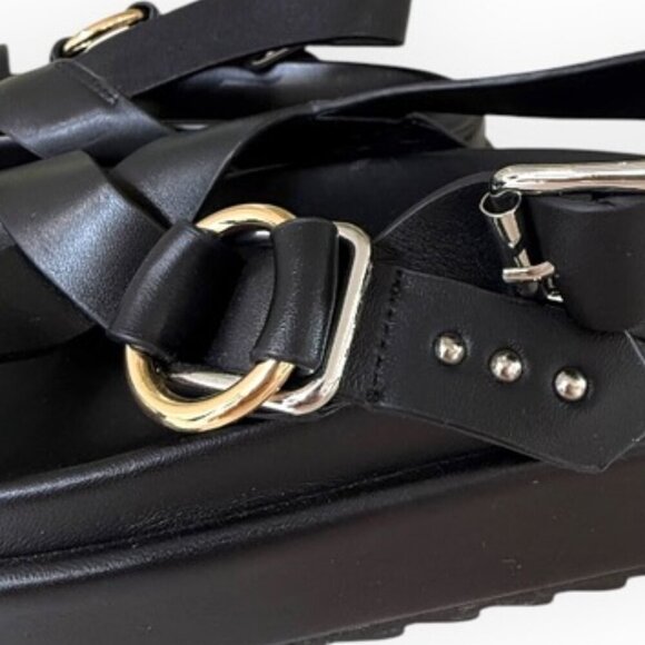J Slide - Platform Sandal with Gold and Silver Buckle details. - Picture 4 of 5